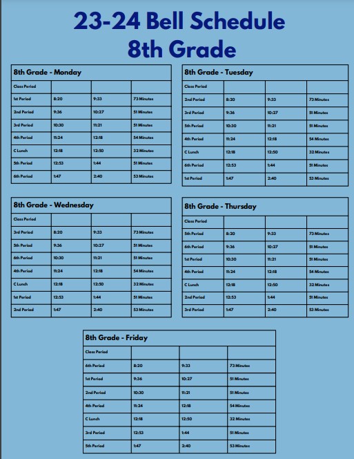Bell Schedules Thomas E Weightman Middle School